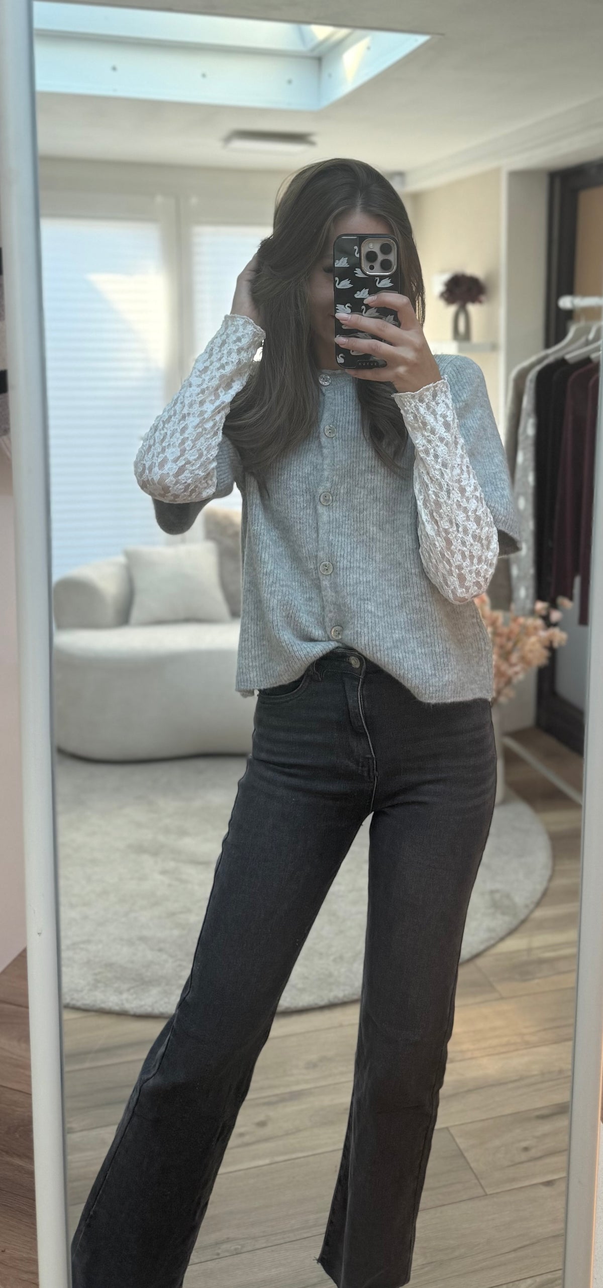 Wide Leg Jeans „Grey“