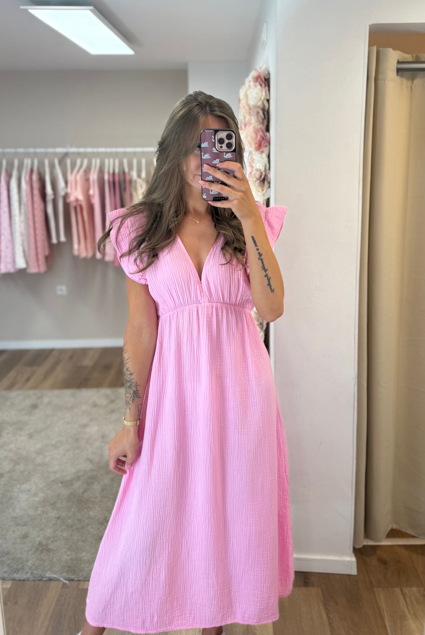 Musselinkleid „pink“