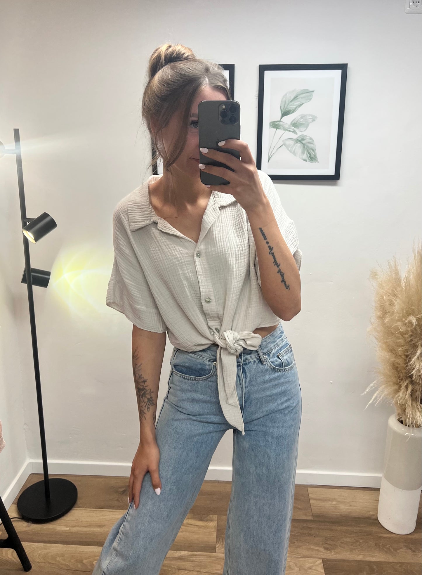 Musselinbluse ,,Knoten“ verschiedene Farben