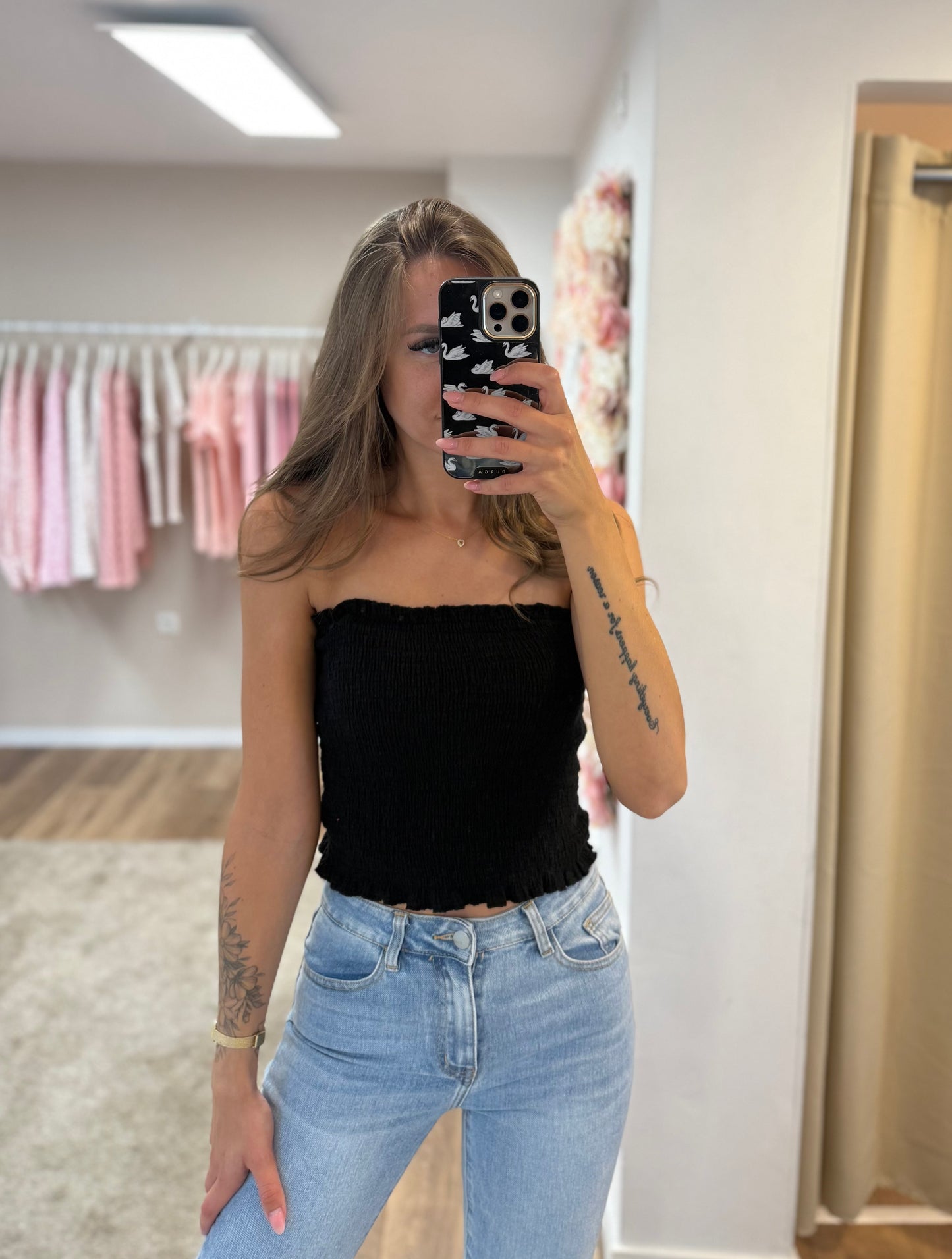 Musselin Bandeau Top „Black“