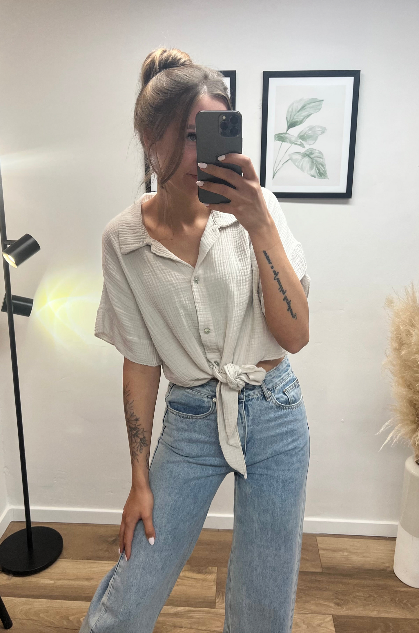 Musselinbluse ,,Knoten“ verschiedene Farben