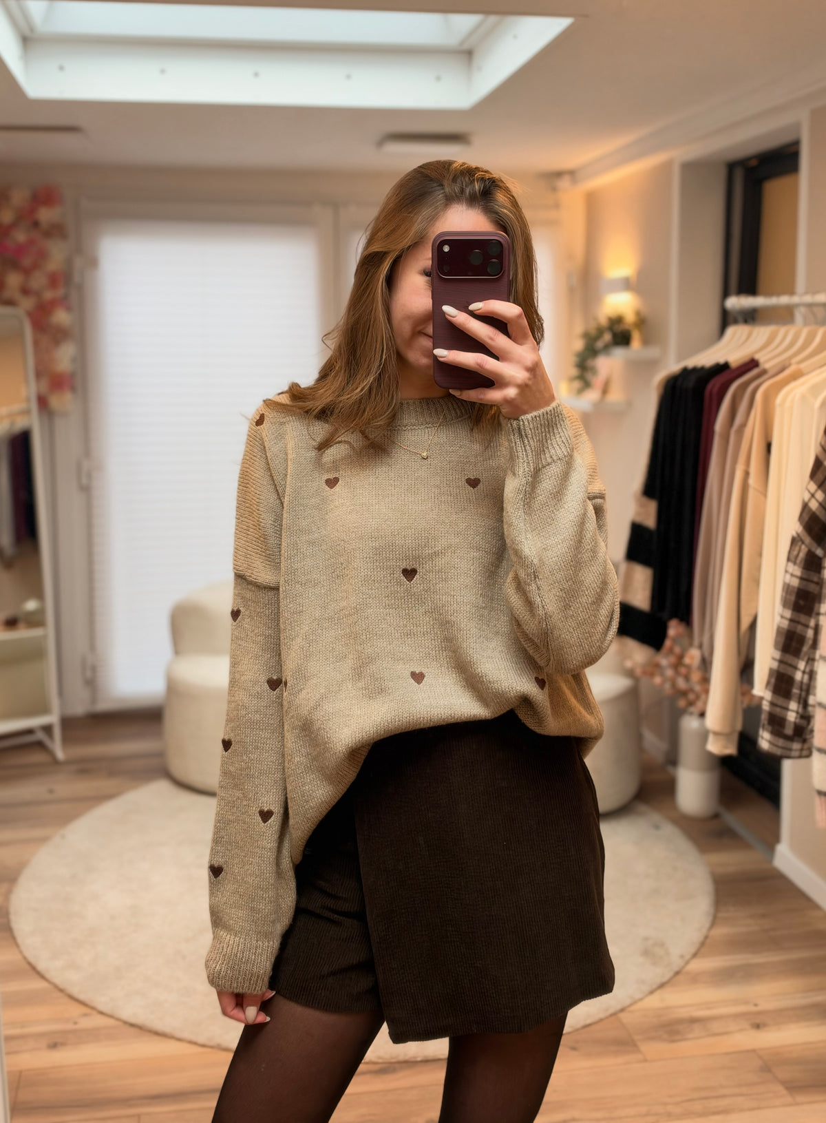 Pullover „Heart“ beige