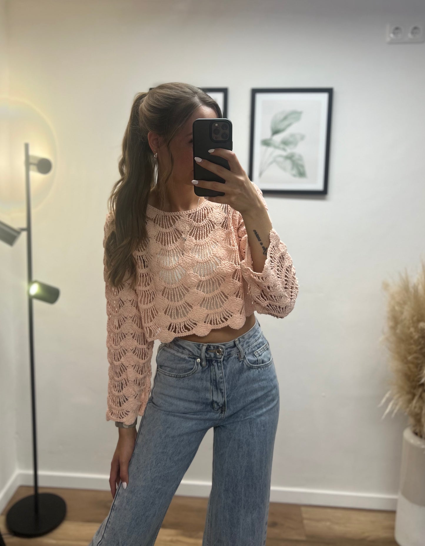 Crochet Top „Muschel“ Rosa