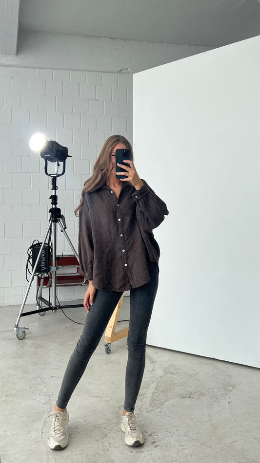 Musselinbluse Braun