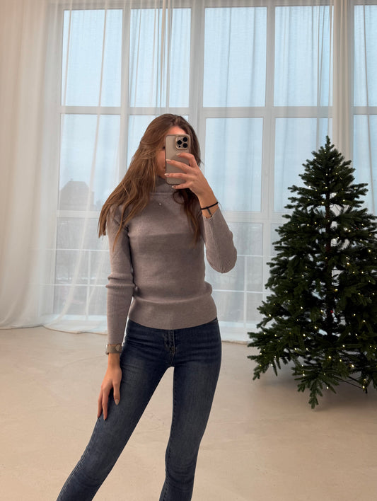 Langarmshirt Kragen Grey