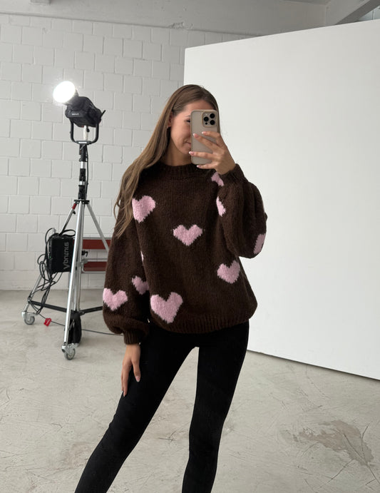 Pullover „Heart“ Braun