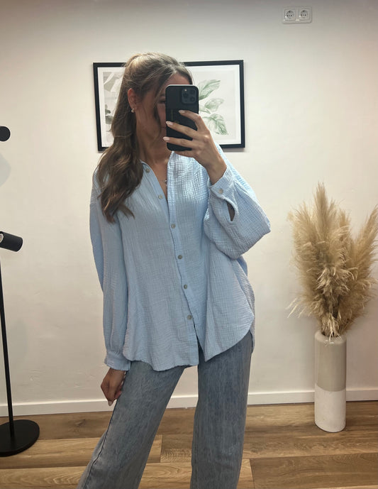 Musselinbluse Babyblau