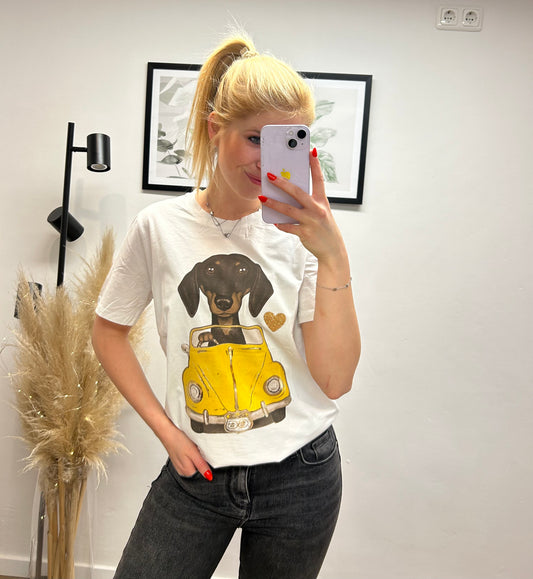 T-Shirt Dackel Gelb