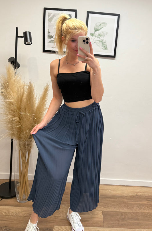 Plisseehose Dunkelblau
