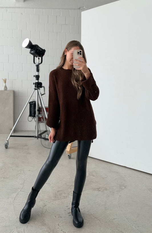 Strickshirt „Long“ braun