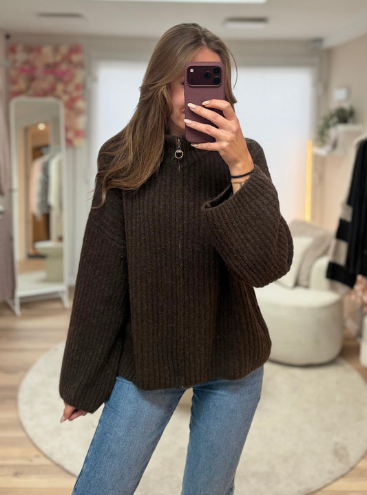 Zip Cardigan „ Paula“ Braun