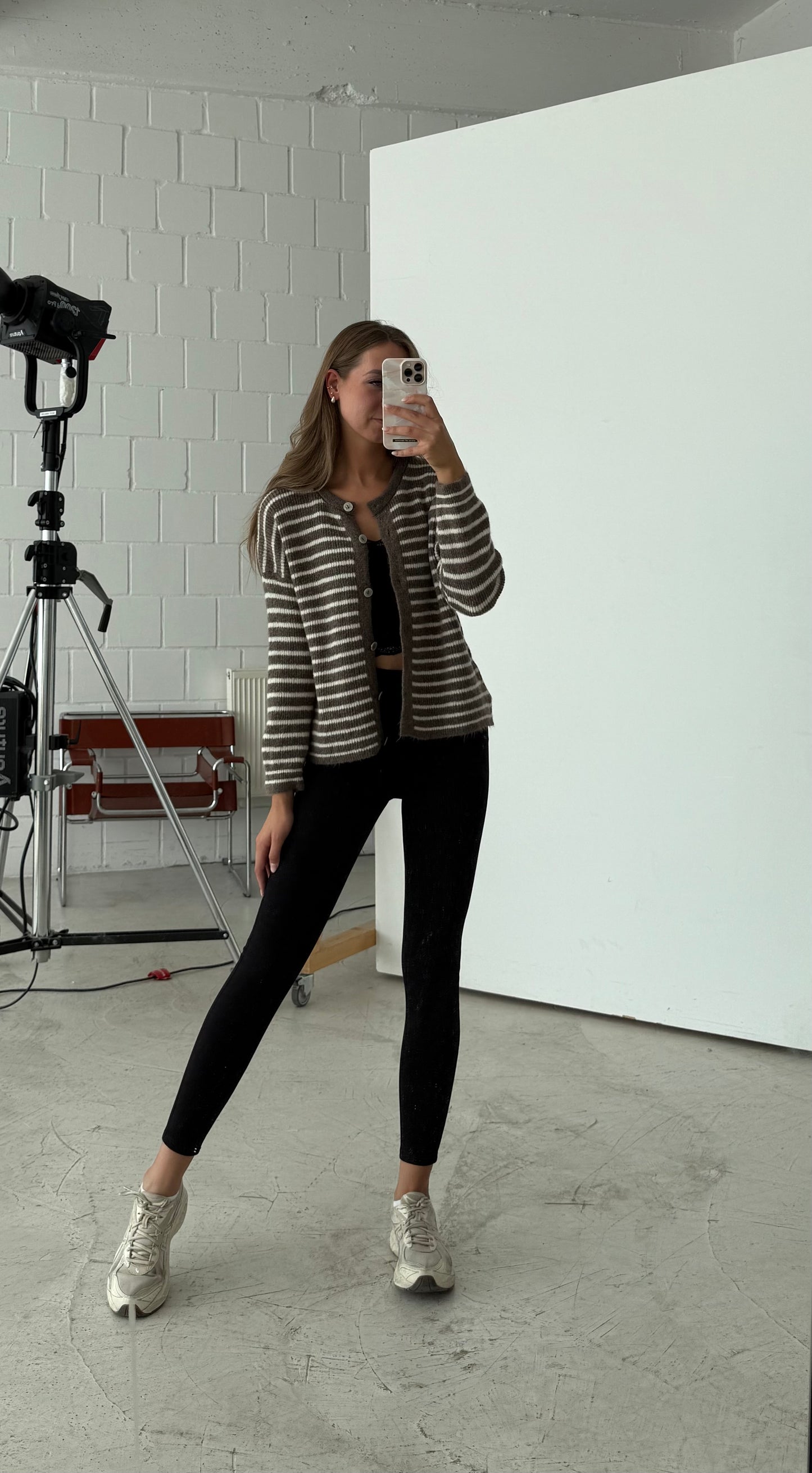 Strickjacke „Milli“ Braun-weiß