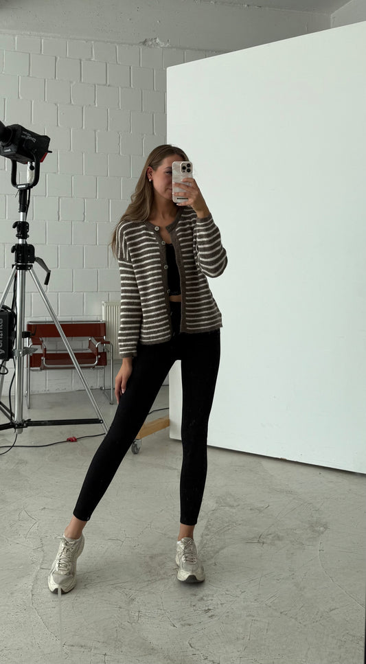 Strickjacke „Milli“ Braun-weiß