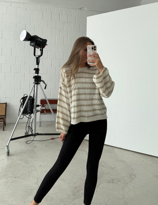 Pullover „stripes“ beige