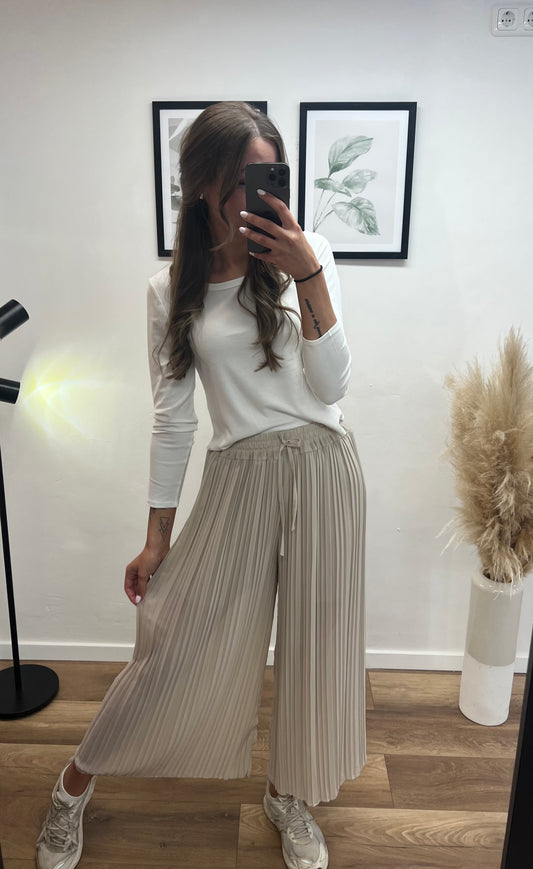 Plisseehose Beige