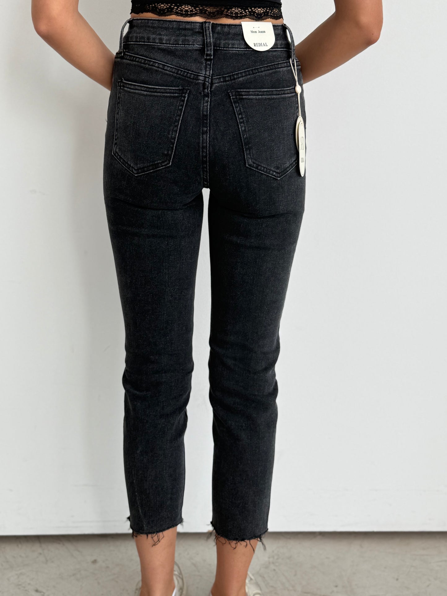 Mom Jeans dunkel grau