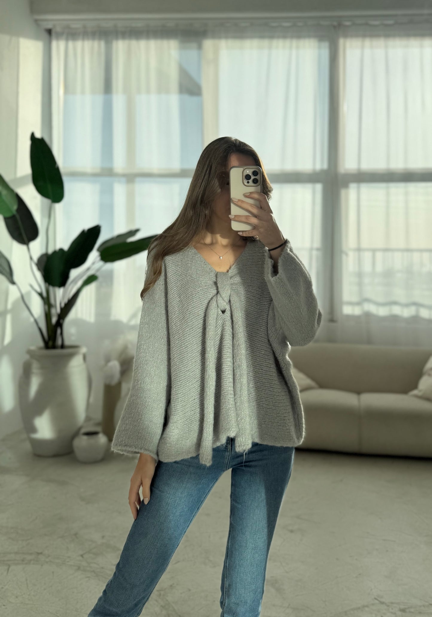 Pullover „Knoten“ Grau