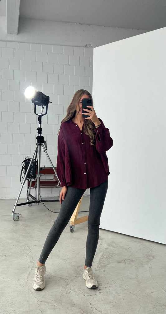 Musselinbluse Bordorot