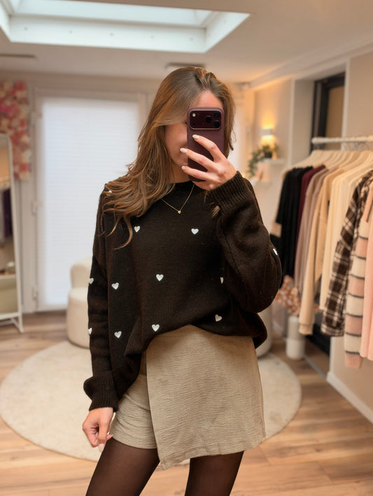 Pullover „Heart“ Braun