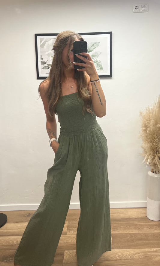 Musselinjumpsuit „Franziska“ Khaki