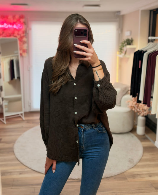 Musselinbluse „braun“
