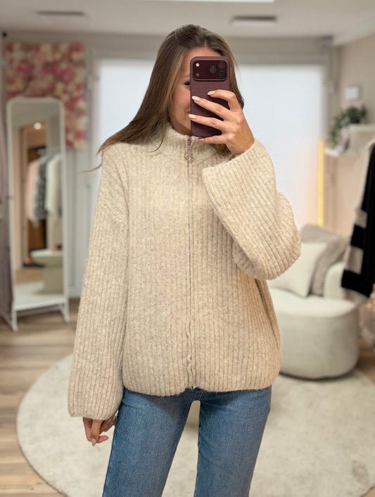 Zip Cardigan „Paula“ Creme