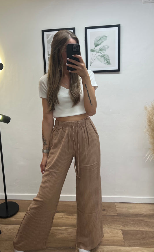 Leinenhose Braun Streifen