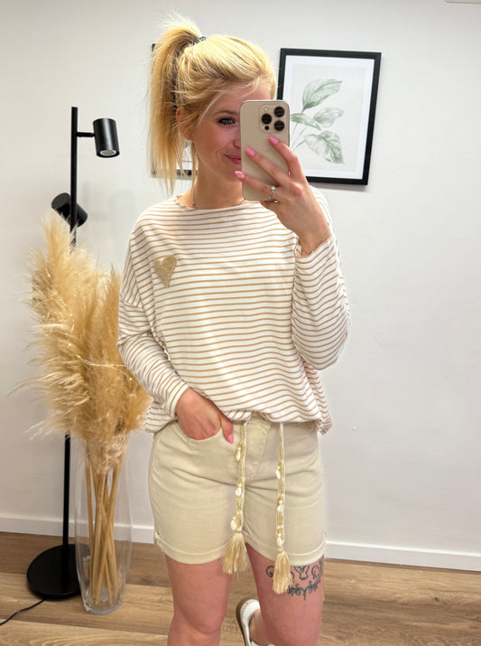 Longshirt ,,Streifen“ Braun