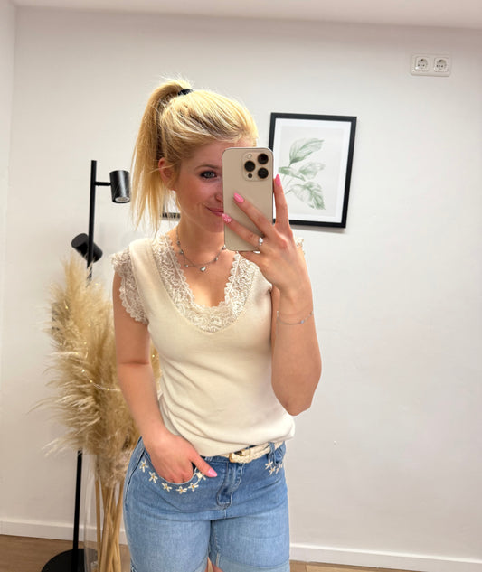 Top ,,Spitze“ Beige