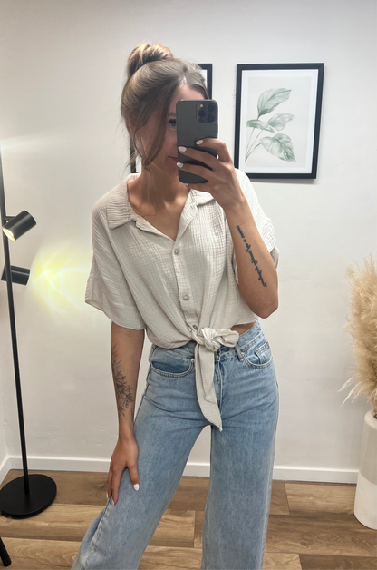 Musselinbluse ,,Knoten“ verschiedene Farben
