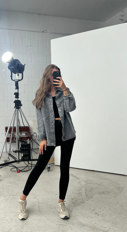 Jeansbluse grau oversize