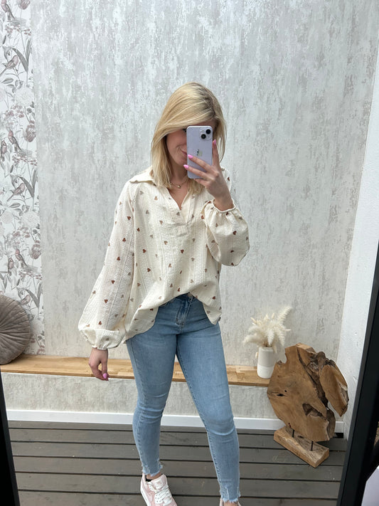 Bluse ,,Beige Heart“