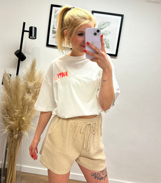 Musselinshort Beige