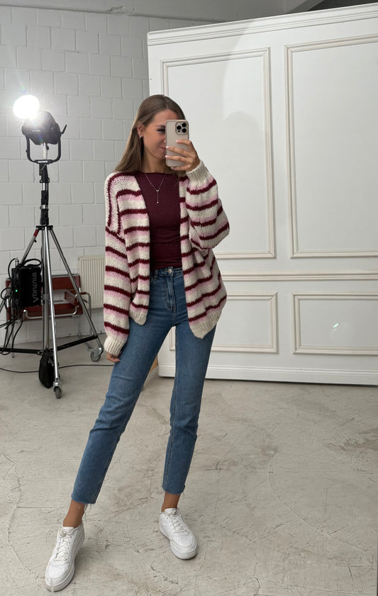 Cardigan „ Elli“ rot-rosa
