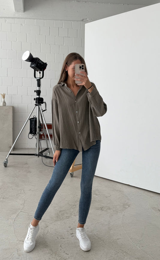 Musselinbluse Khaki