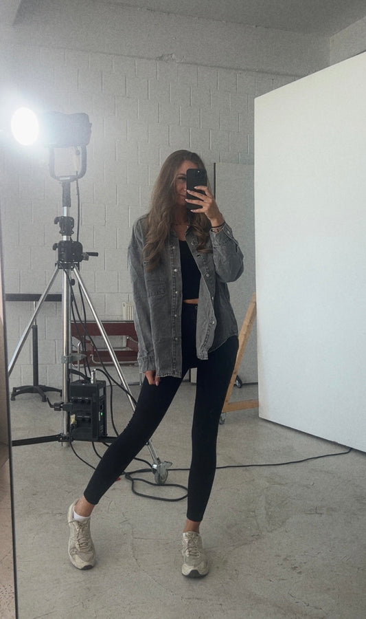 Jeansbluse grau oversize