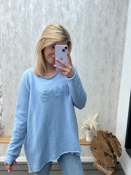 Longshirt ,,Heart“ Himmelblau
