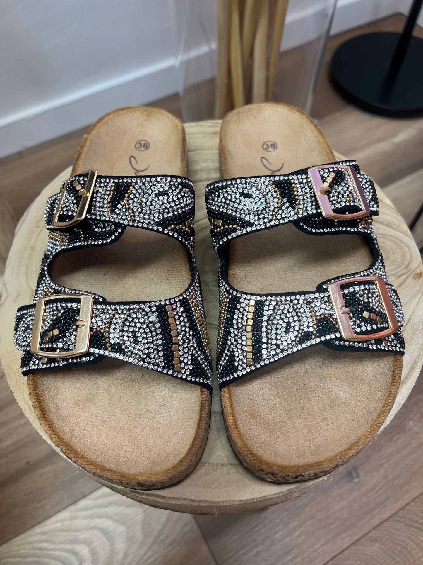 Sandale „Bling Bling“ Schwarz Gold